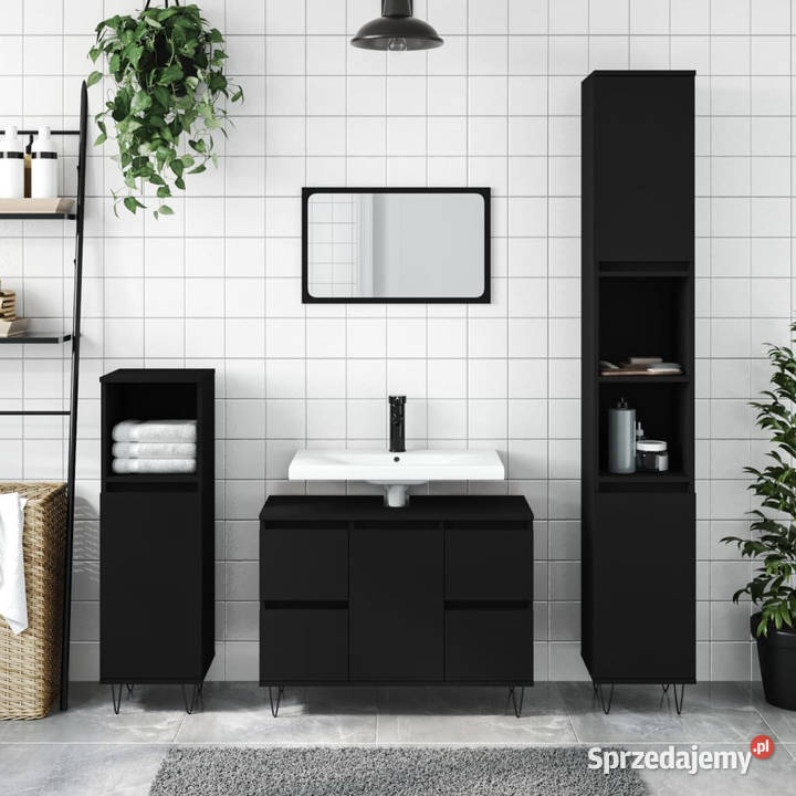 Szafka łazienkowa czarna 80x33x60 materiał Warszawa