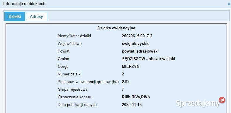 Na sprzedaż działka 292ha Mierzyn sprzedam