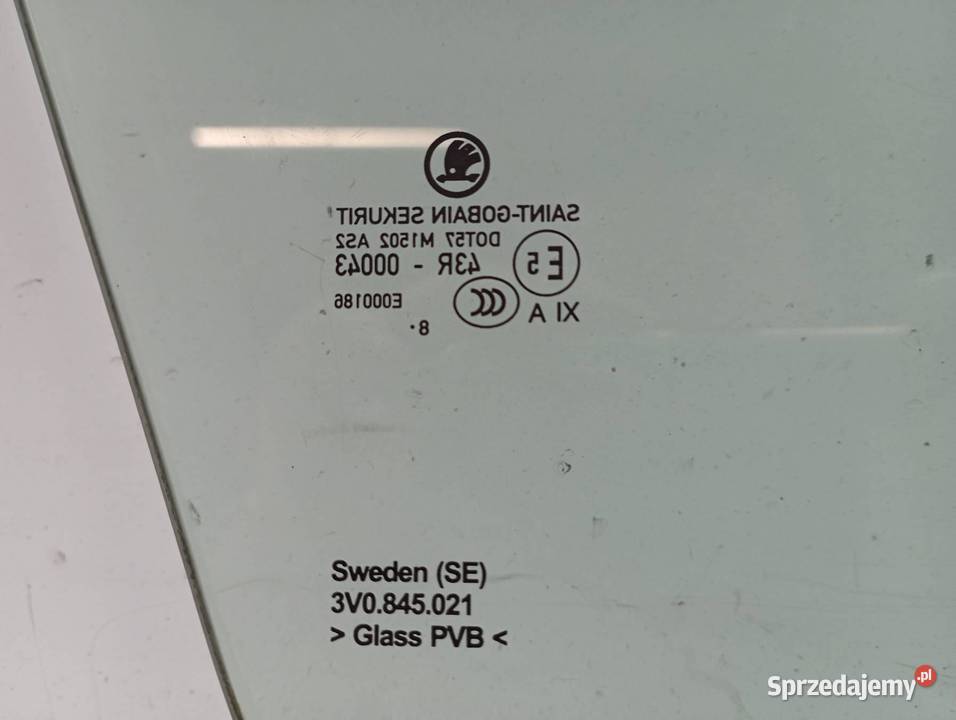 SZYBA DRZWI LEWY PRZÓD 18 SAINT GOBAIN 3V0845021 świętokrzyskie