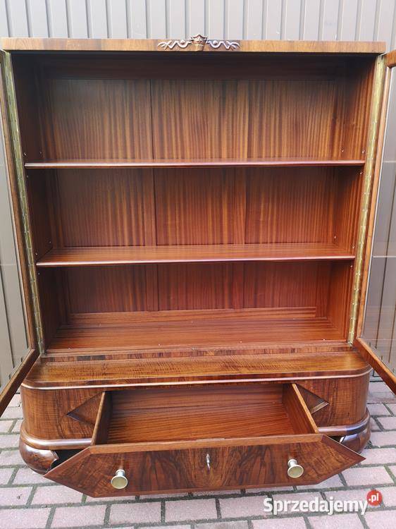 Witryna Biblioteka Serwantka ARTDECO Orzech Antyki, Sztuka, Kolekcje Swarzędz