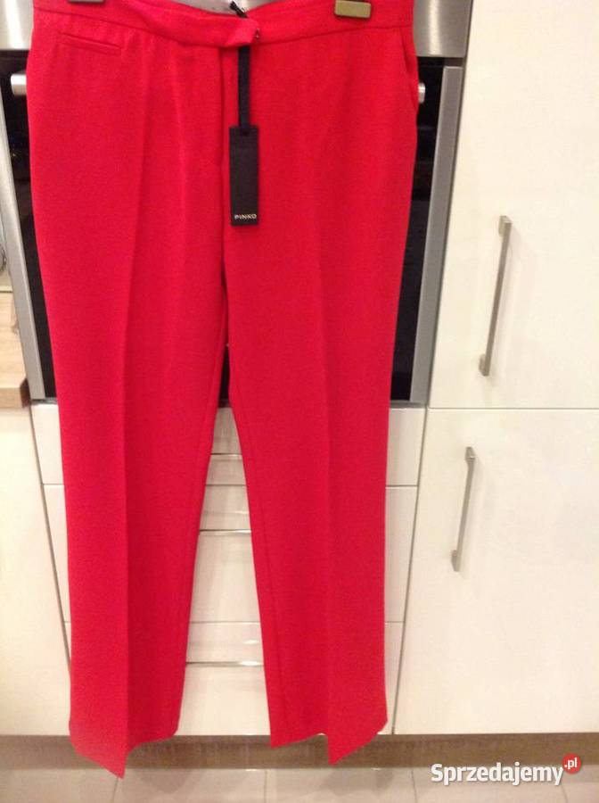 Eleganckie Spodnie Czerwone PINKO LXL Nowe Nowa Sól