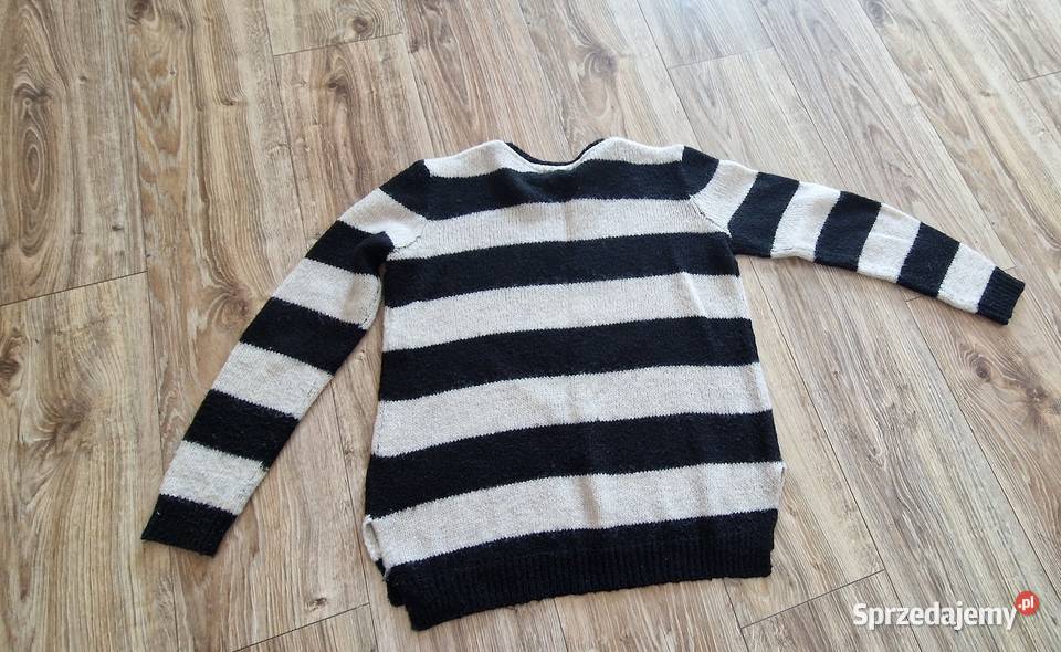 swetr HM basic r 40 L paski biało czarne acryl Kraków