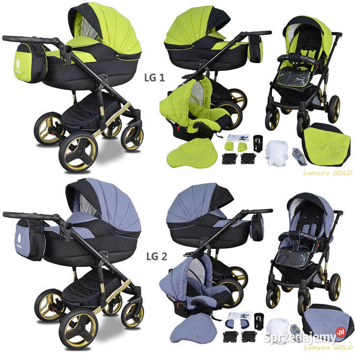 Wózek Dziecięcy 3w1 Gold Premium z Fotelikiem Wielofunkcyjne Warszawa