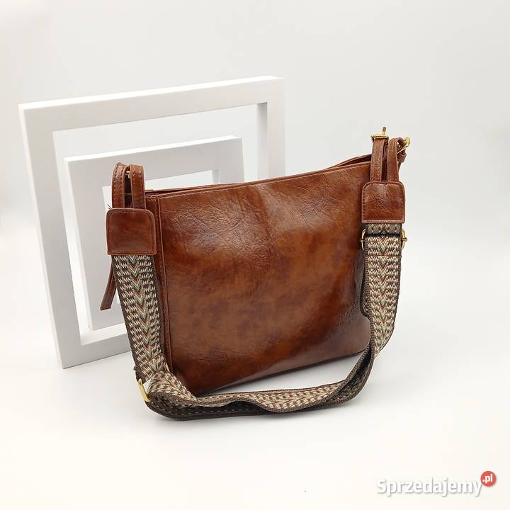 Torebka skórzana na ramie Vintage brąz 22cm Zawiercie
