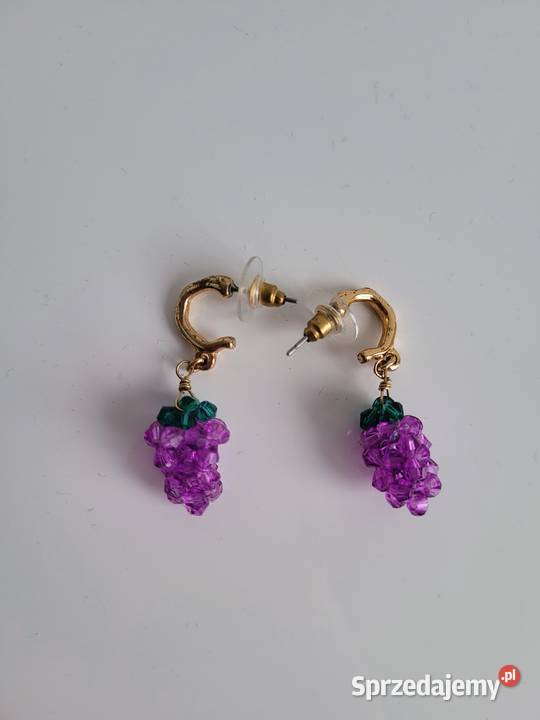 Kolczyki wiszące winogrona owoce małopolskie Liszki