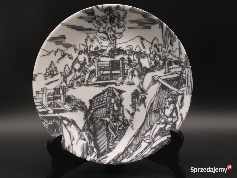 Talerz dekoracyjny z rysunkiem przedstawiającym Raszków