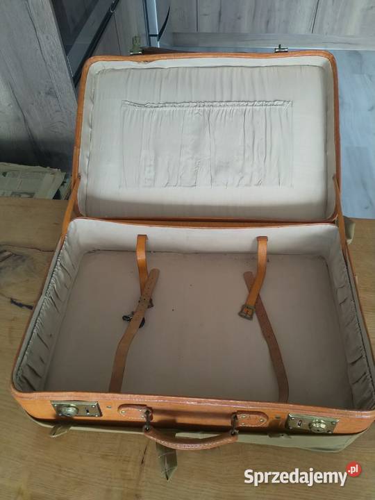 Skórzana walizka z brezentowym pokrowcem Pozostałe Gdańsk