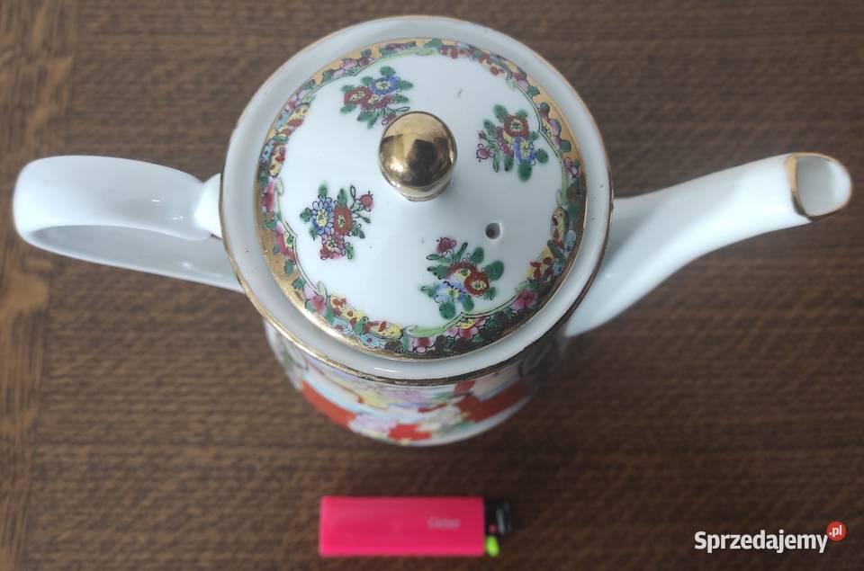 Famille Rose duży 21 chiński imbryk porcelanowy Porcelana i szkło Warszawa