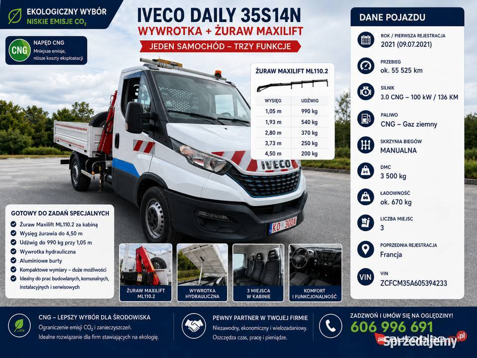 Specjalistyczny samochód do pracy CNG 35 t DMC