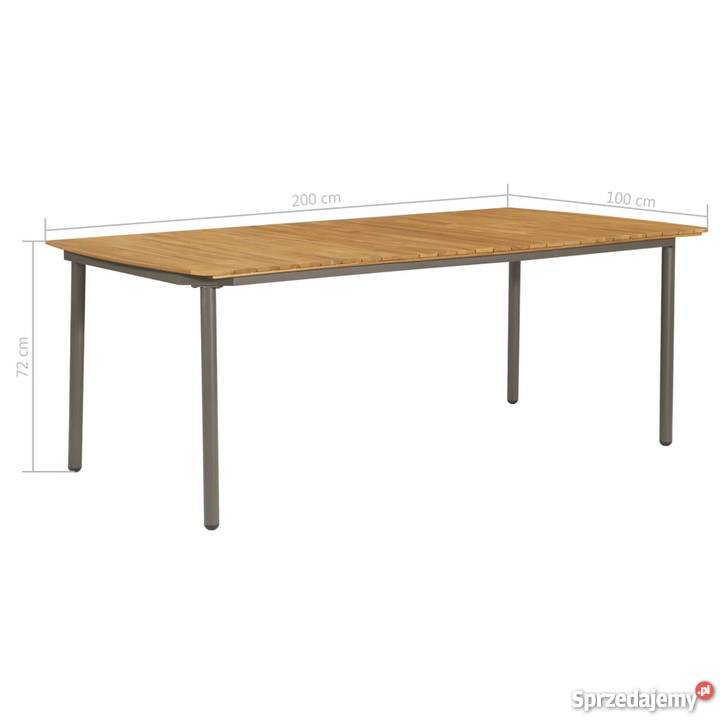 vidaXL Stół ogrodowy, lite drewno akacjowe i stal 44235 ...