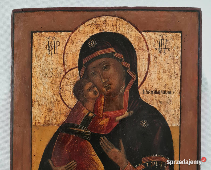 Ikona Matka Boża Włodzimierska 0067 Antyki, Sztuka, Kolekcje Warszawa