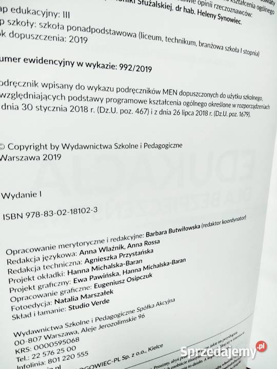 Edukacja bezpieczeństwa WSiP ponadpodstawowe mazowieckie Warszawa