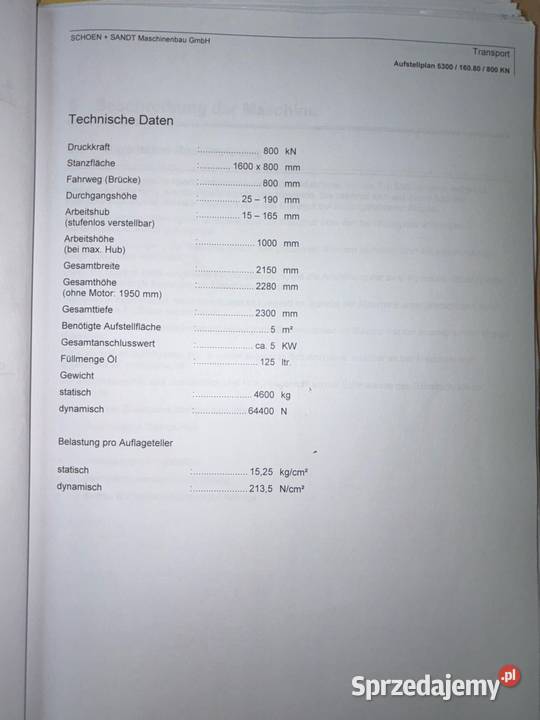 Schoen Sandt 5300 Wykrawarka prasa hydrauliczna mazowieckie