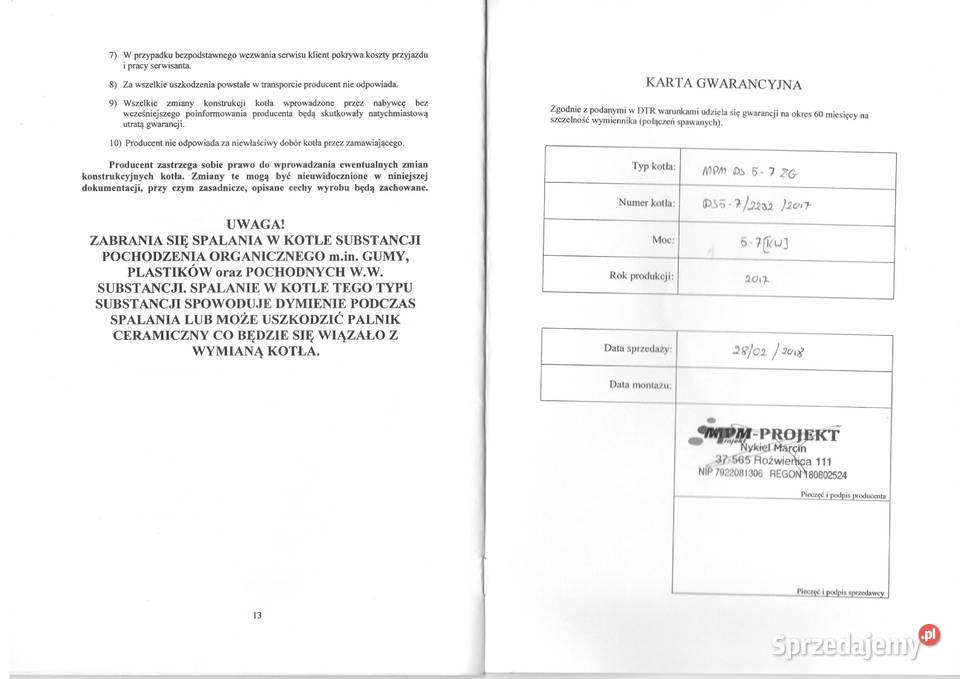 Piec dolnego spalania MPM DS7 57KW ekstra Piece i kominki wielkopolskie Czarnków