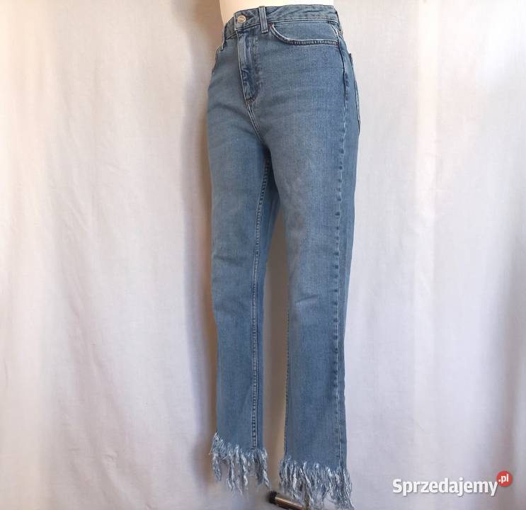 Spodnie jeans Frędzle niebieskie Pióra r 38 Białystok sprzedam