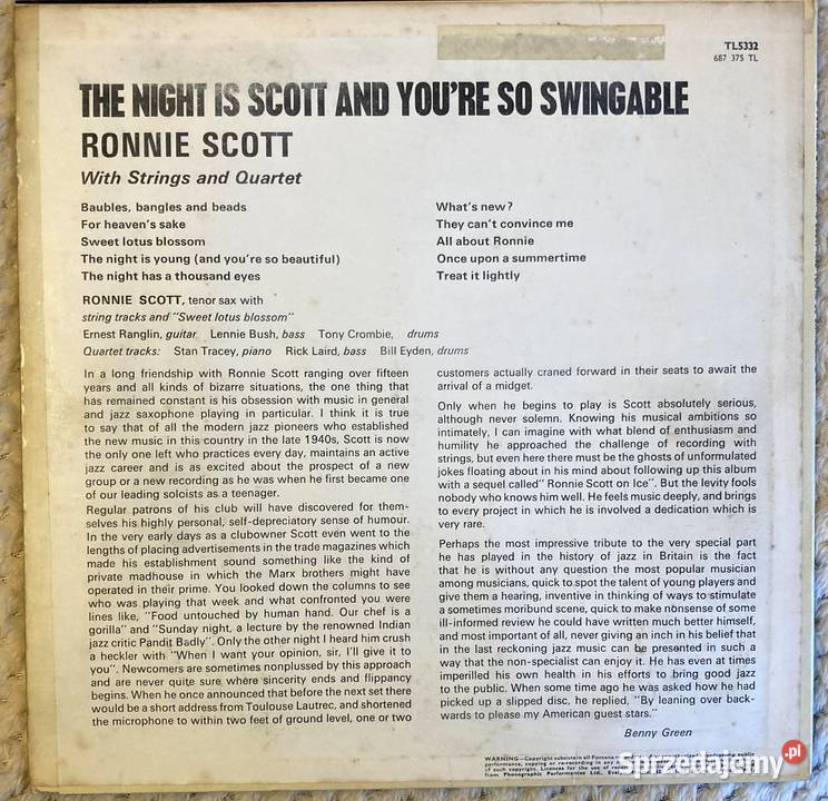 Ronnie Scott The Night Is Scott And Youre So sprzedam