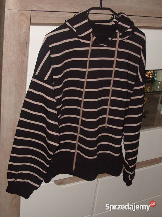 Bluza MEGI czarno beżowe paski z kapturem r LXL Kaptur Rawicz sprzedam