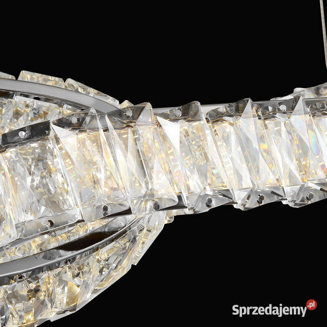 Żyrandol kryształowy nowoczesny srebrny podłużny Warszawa