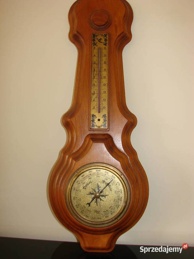 Barometr i termometr drewno akacjowe PRL Pruszcz Gdański sprzedam