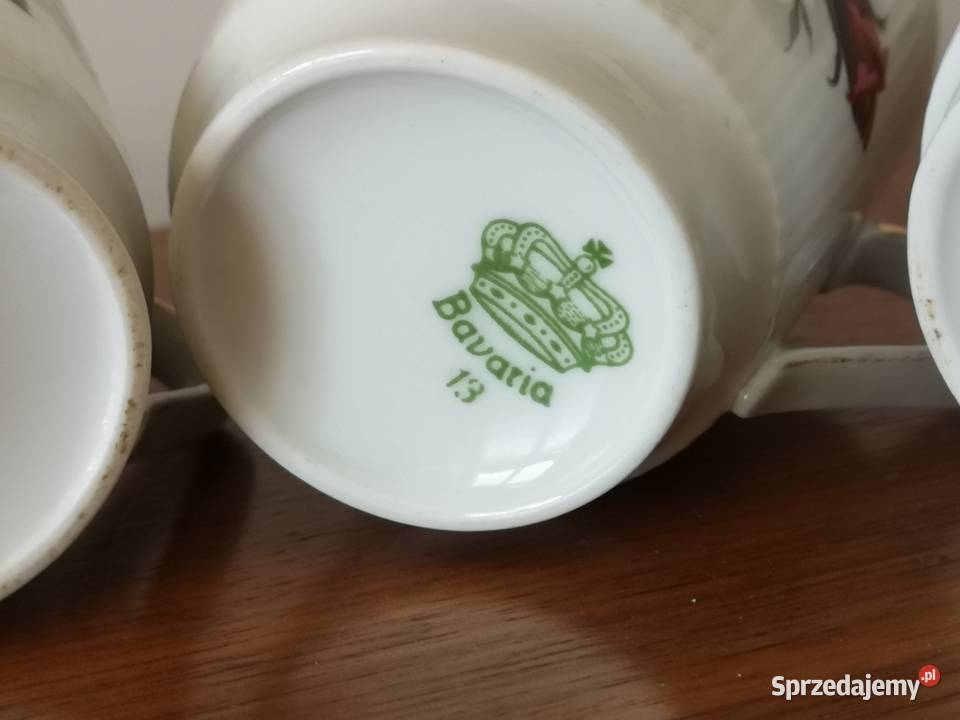 Filiżanki z różą porcelana vintage Bavaria Toruń