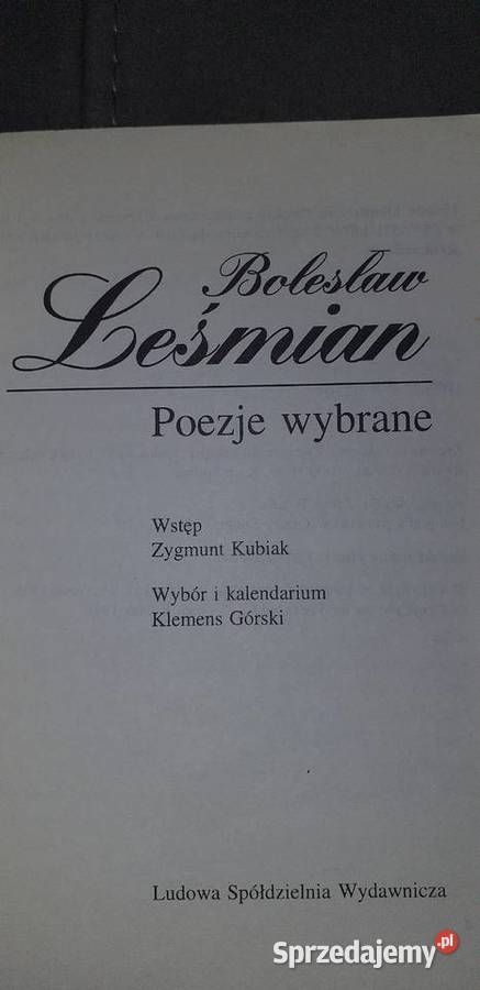 Bolesław Leśmian Poezje Wybrane Legionowo