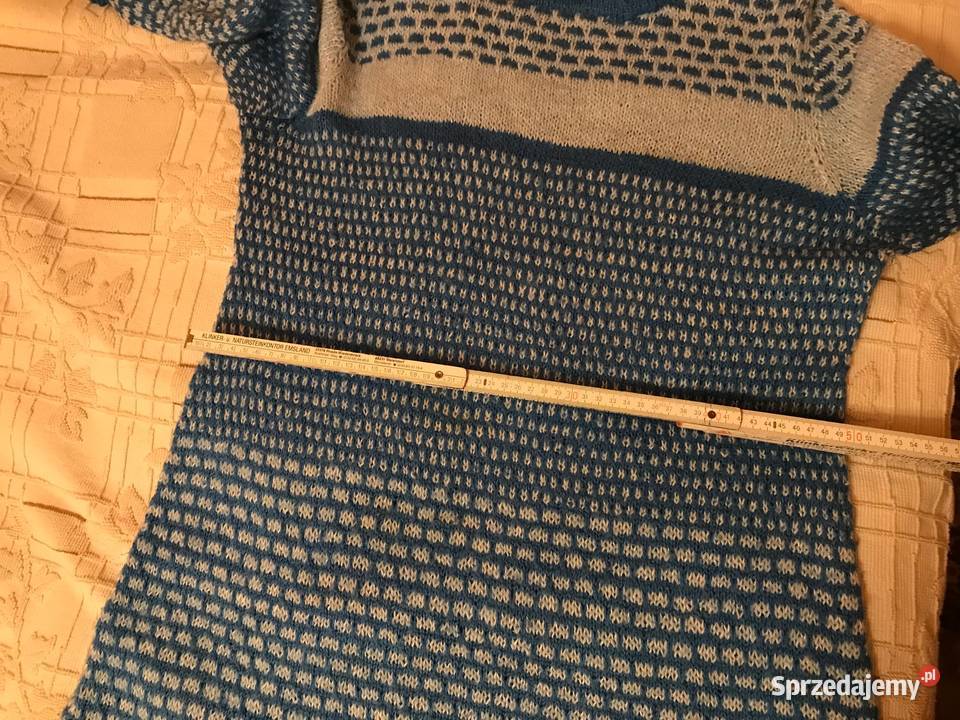 Suknia damska dziergana druty robota własna 4648 Zbąszynek