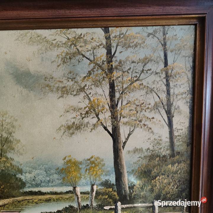 Piękny obraz na płótnie w grubej ramie ręcznie Wola Łużańska