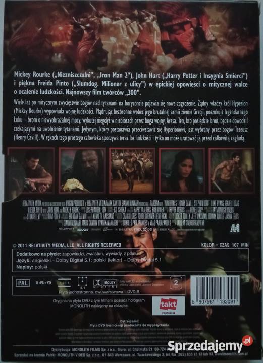 Immortals Bogowie i Herosi DVD Henry Cavill Luke Łódź