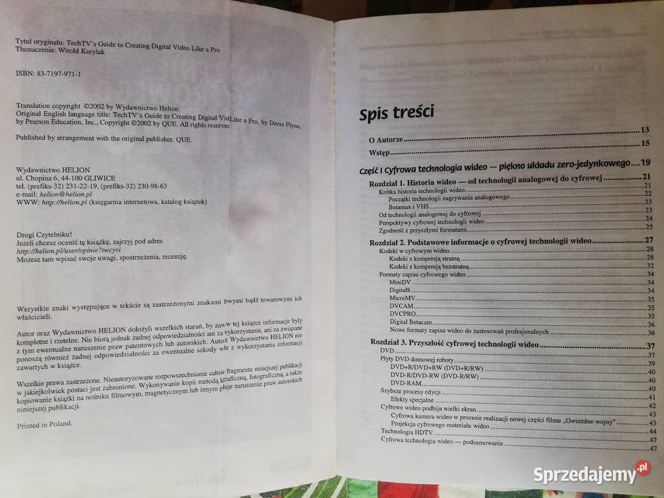 Tworzenie cyfrowego wideo Deras Flynn CD ISBN 8371979711 małopolskie Kraków