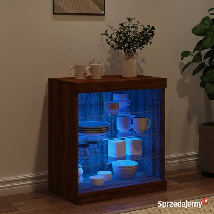 Szafka z oświetleniem LED brązowy dąb 605x37x67