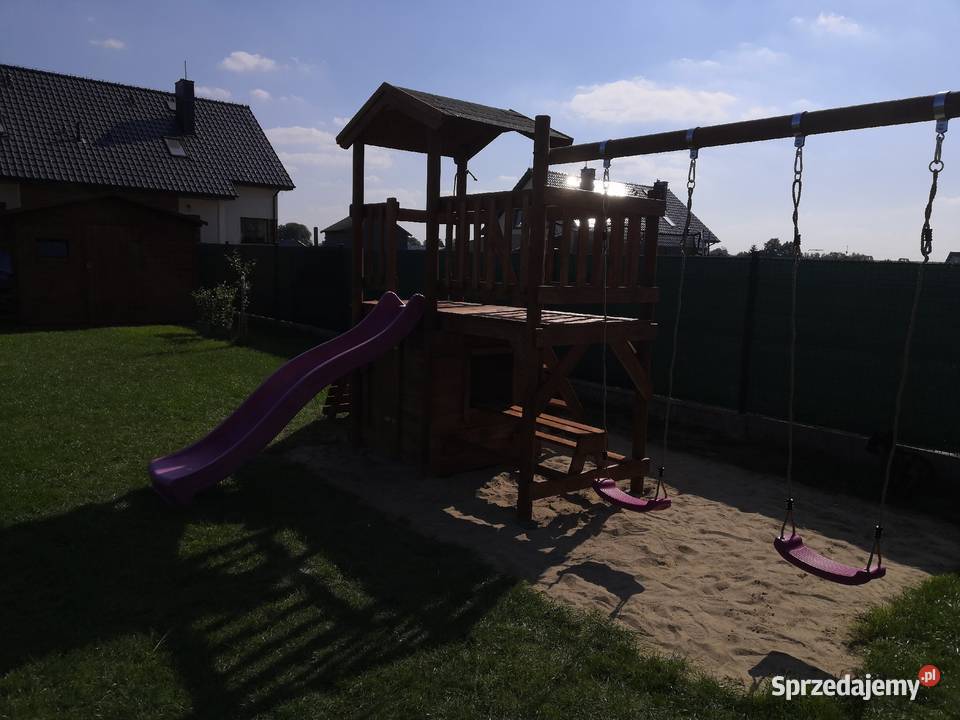Plac zabaw dzieci huśtawka piaskownia ścianka Kawnice