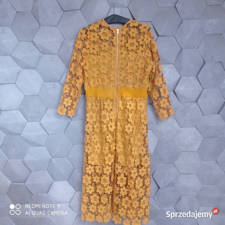 Musztardowa koronkowa włoska sukienka LXl Spódnice i sukienki Lubartów