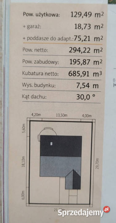 Dom jednorodzinny z poddaszem do adaptacji Podule