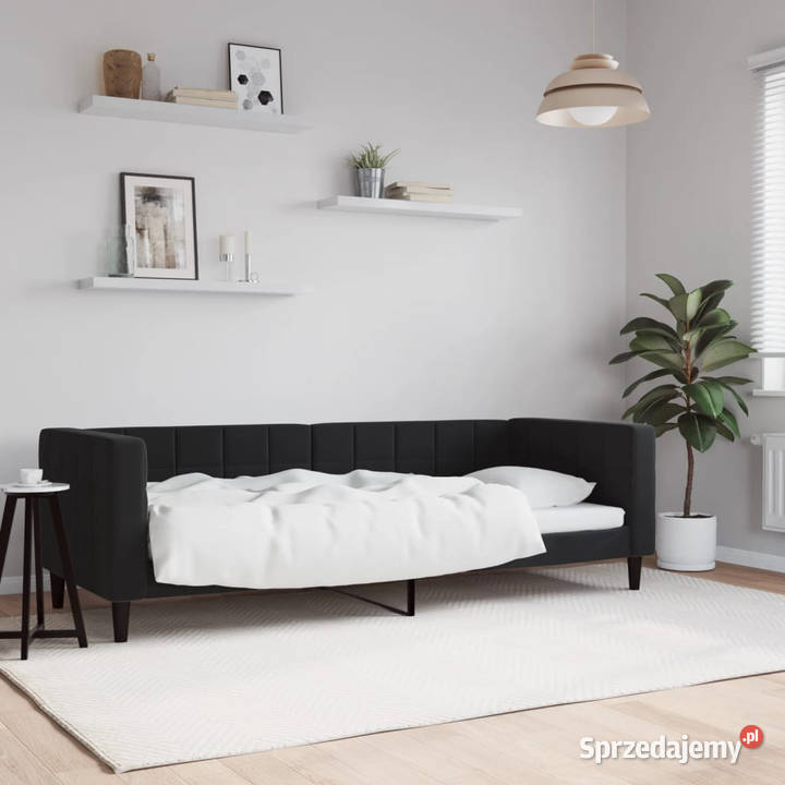 Sofa z funkcją spania czarna obita aksamitem Warszawa sprzedam