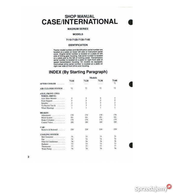 CASE 7110 7120 7130 7140 instrukcja napraw Kielce