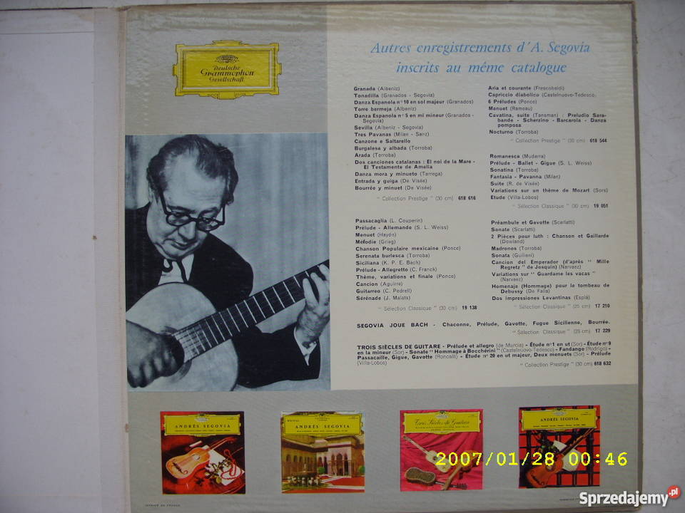 Pop LP SEGOVIA EN ESPAGNERECITAL DE GUITARE Wołów