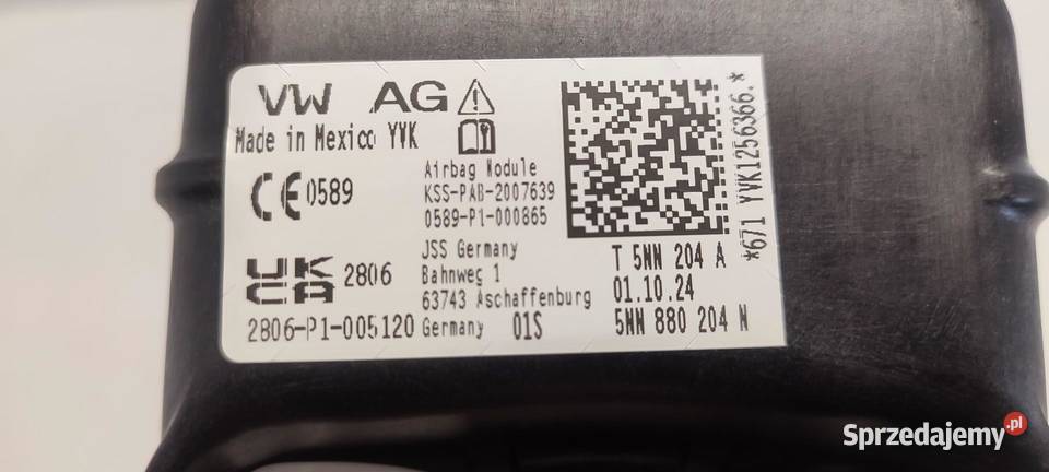 VW TIGUAN II ALLSPACE PODUSZKA AIRBAG PASAŻERA Części samochodowe dolnośląskie sprzedam