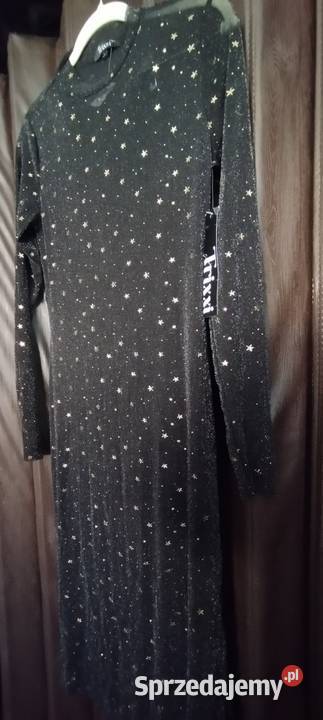 Sukienka na Sylwestra efektowna czarna brokatowa Bolesławiec