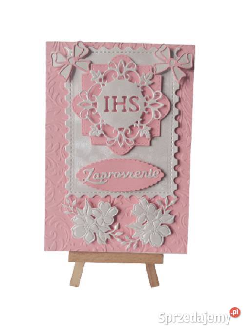 ZAPROSZENIA KOMUNIA DZIEWCZYNKA IHS W RAMCE Poznań