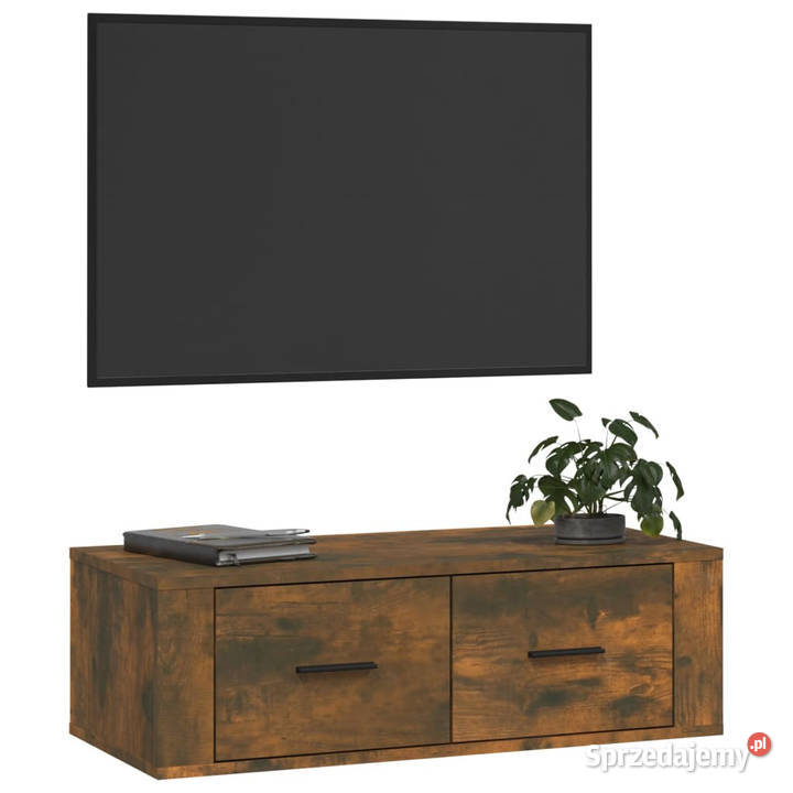 Wisząca szafka pod TV przydymiony dąb 80x36x25 Warszawa