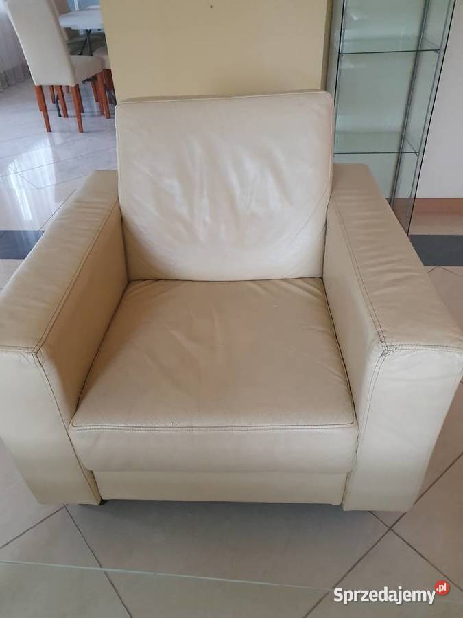 Fotel ze skóry naturalnej kremowy Świdnik