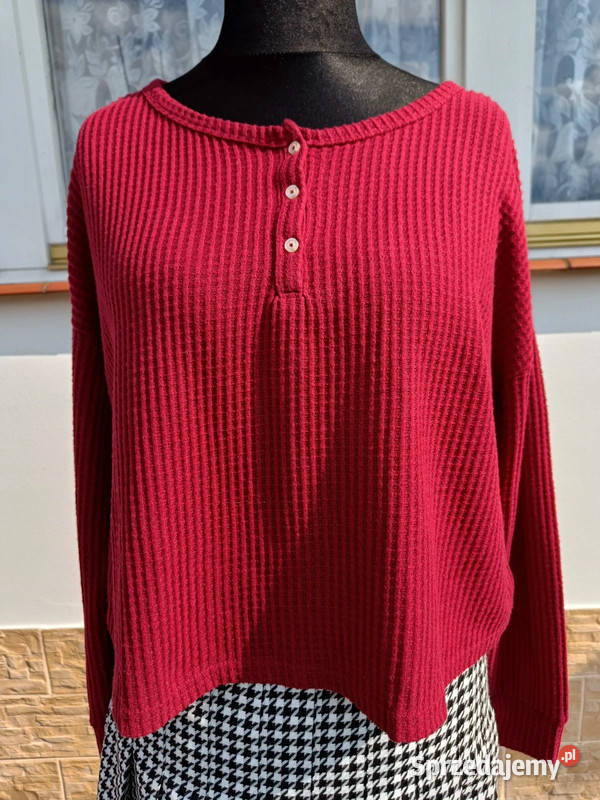 Czerwona bluzeczka z guziczkami r L XL oversize Dąbrowica