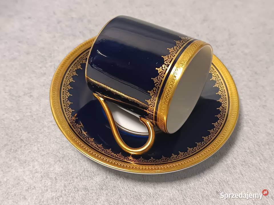 Rosenthal Kobaltowa Filiżanka Złocony Duet Porcelana i szkło Porcelana i szkło