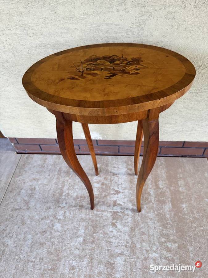 Stolik kawowy stylowy wysoki stół intarsja Garwolin