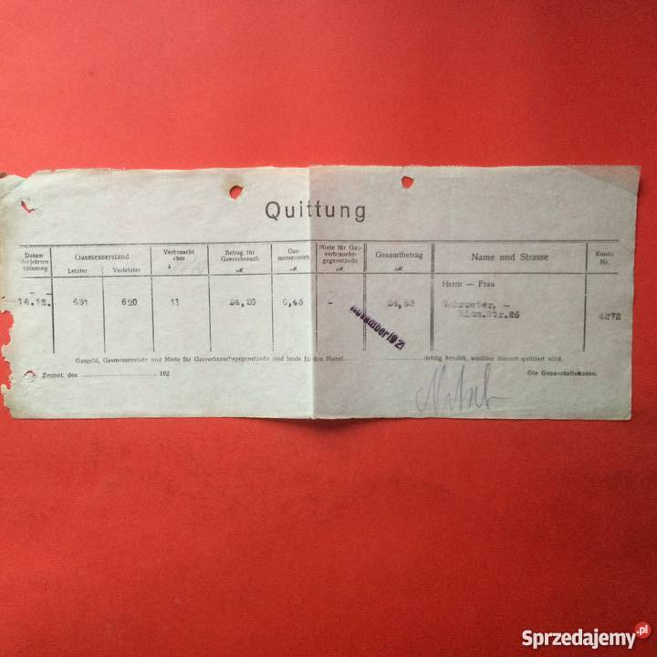 869 Rachunek Miasta i Pokwitowania Zoppot Szczecin