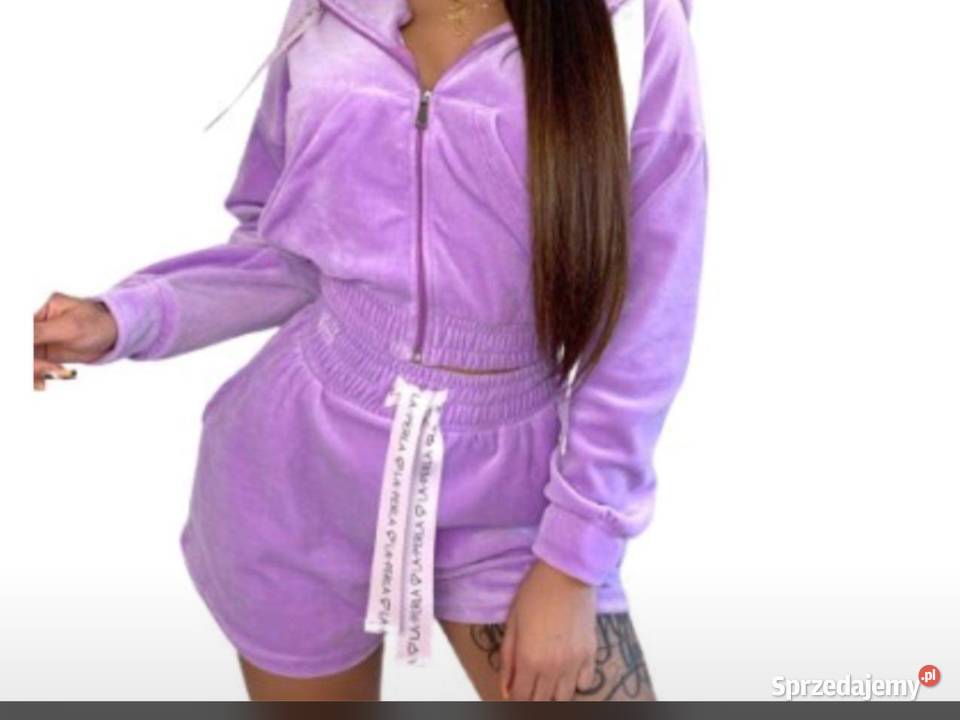 Dres Damski Welurowy z Szortami LA PERLA 36 Nowy żółty/złoty Nowa Sól