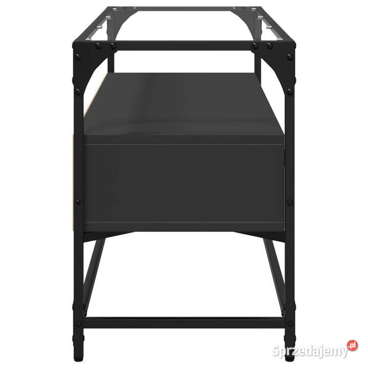 Szafka pod TV ze szklanym blatem czarna 98x35x51 mazowieckie