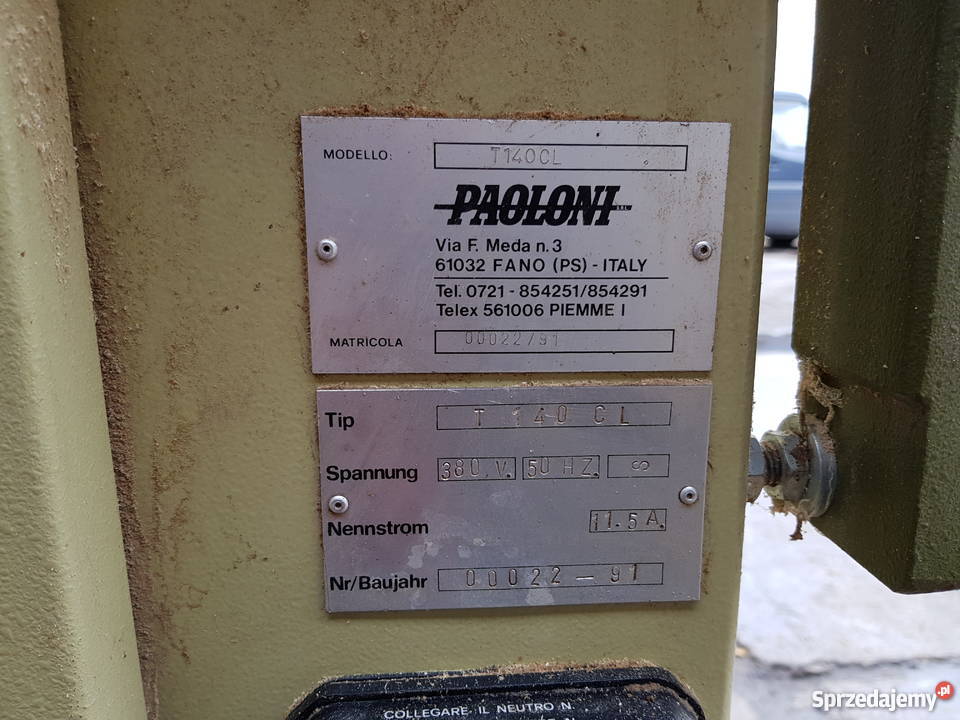 Frezarka dolnowrzecionowa PAOLONI T140 CL Produkcja Karsin sprzedam