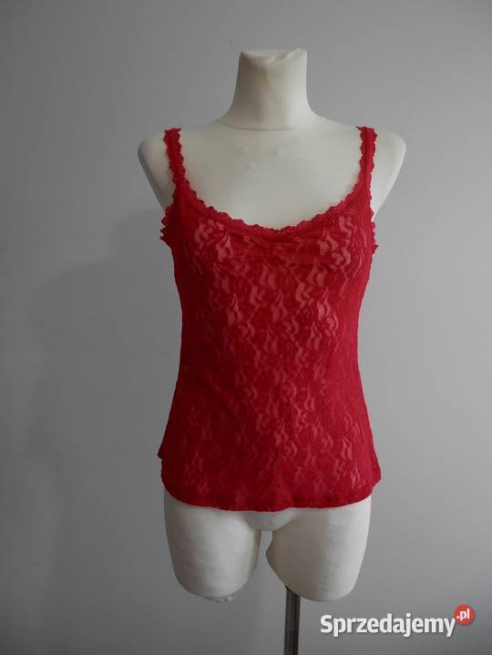 Koszulka Bieliźniana Czerwona Koronkowa Top by Łomża