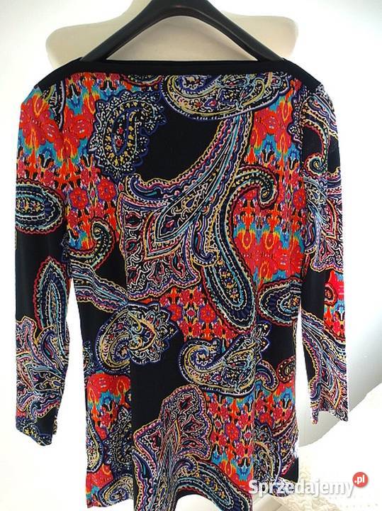 Bluzka Czarna Wzór Paisley Dekolt Bateau Ralph Lauren Łomża sprzedam